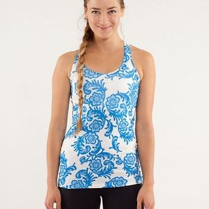 Lululemon Cool Racerback Laceoflage Polar Cream Beaming Blue size 8